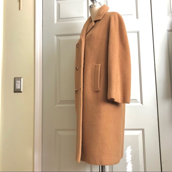 Vintage Camel Hair Pockets Double Breasted Jacket Coat Size M - Picture 9 of 14